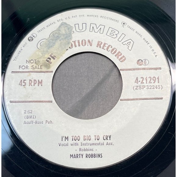 Marty Robbins I'm Too Big to Cry / Call Me Up 45 Country Promo Columbia 4-21291 - Picture 1 of 4